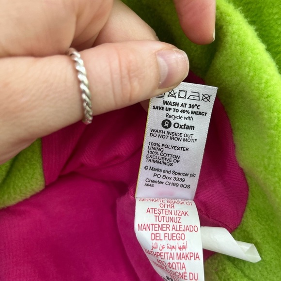 Marks & Spencer Baby Y2K Fleece Neon Green Jacket With Flowers Size 12-18 Months - Picture 3 of 10